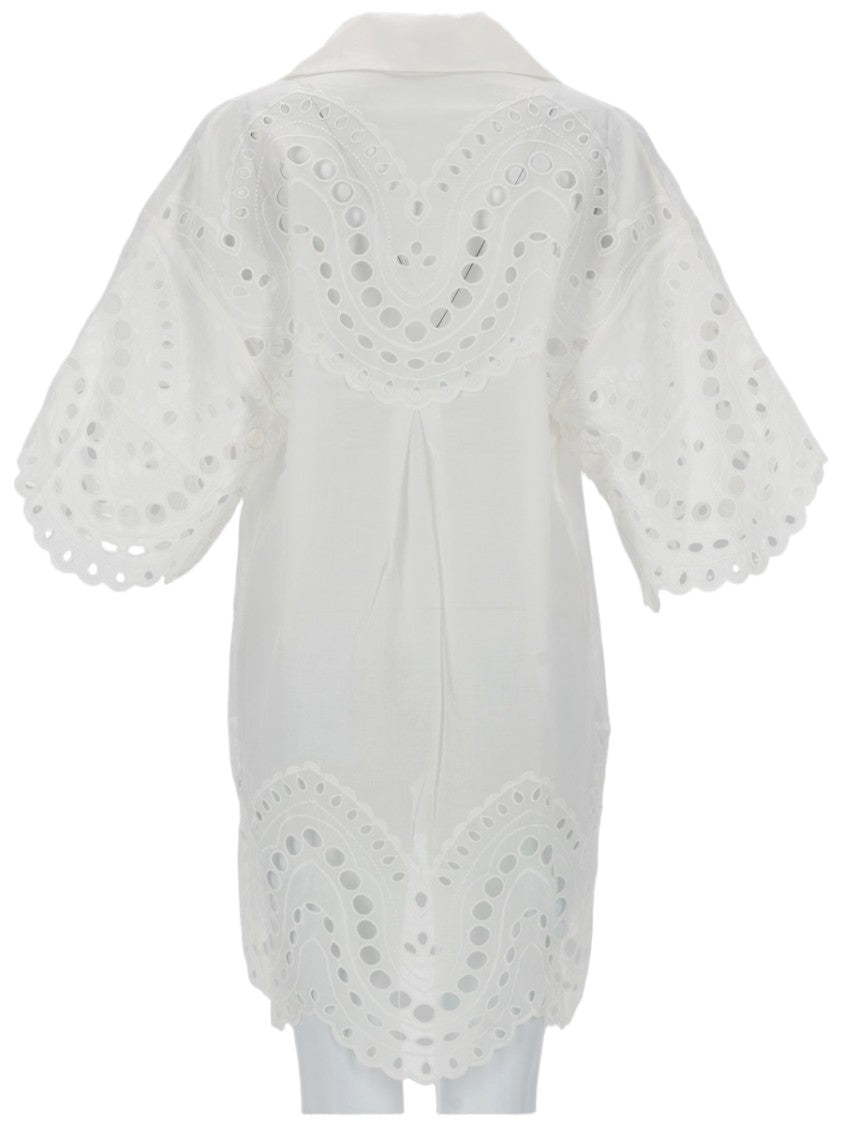 Charo Ruiz Ibiza Semi Sheer Eyelet Scalloped Blouse