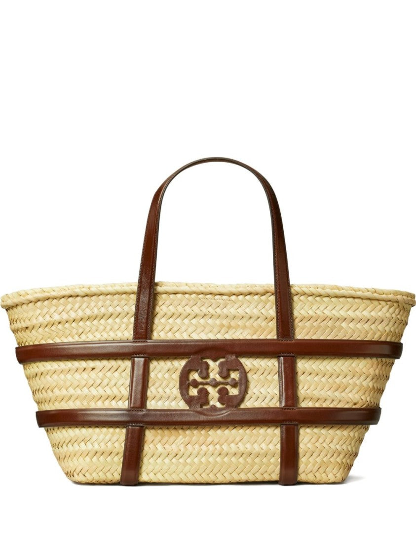 Tory Burch Woven Raffia Tote Bag With Leather Frame