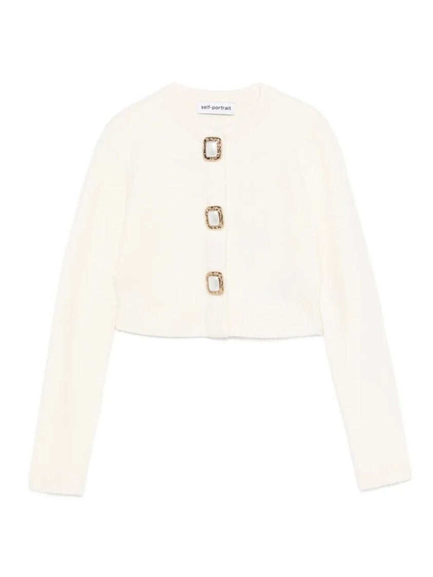 Self-Portrait Cropped Wool Cardigan