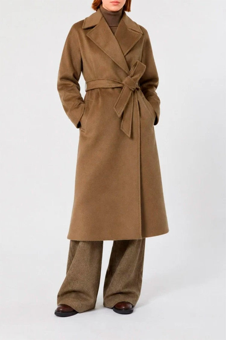 Max Mara Camel Mstsamba Belted Wrap Cashmere-Blend Coat