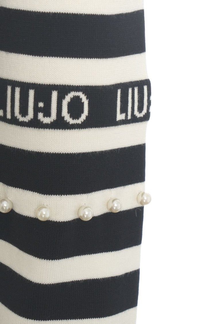 Liu Jo Striped Cardigan With Rhinestone Applique