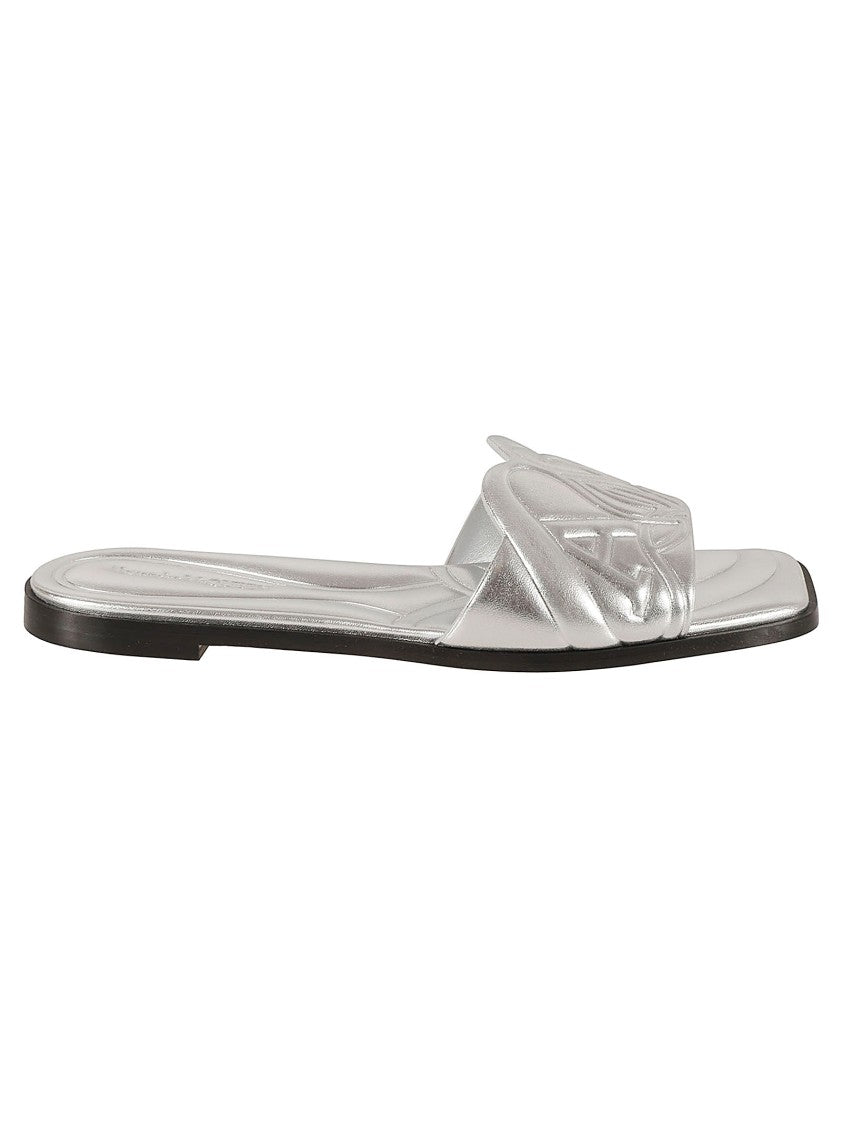 Alexander Mcqueen Silver Sandals With Draped Upper