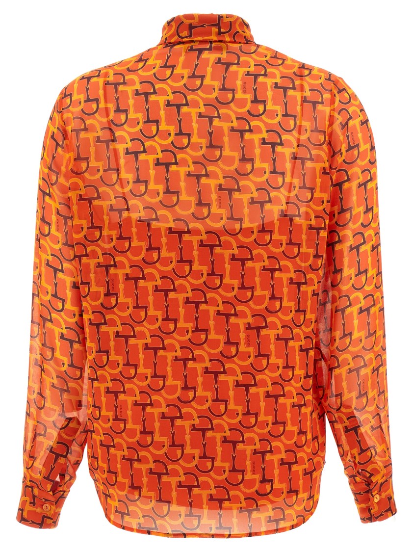 Gucci Clamp Print Silk Shirt With Removable Straps