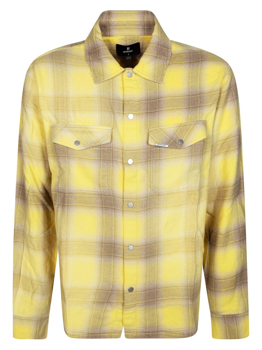 Represent Yellow Plaid Brushed Cotton Shirt