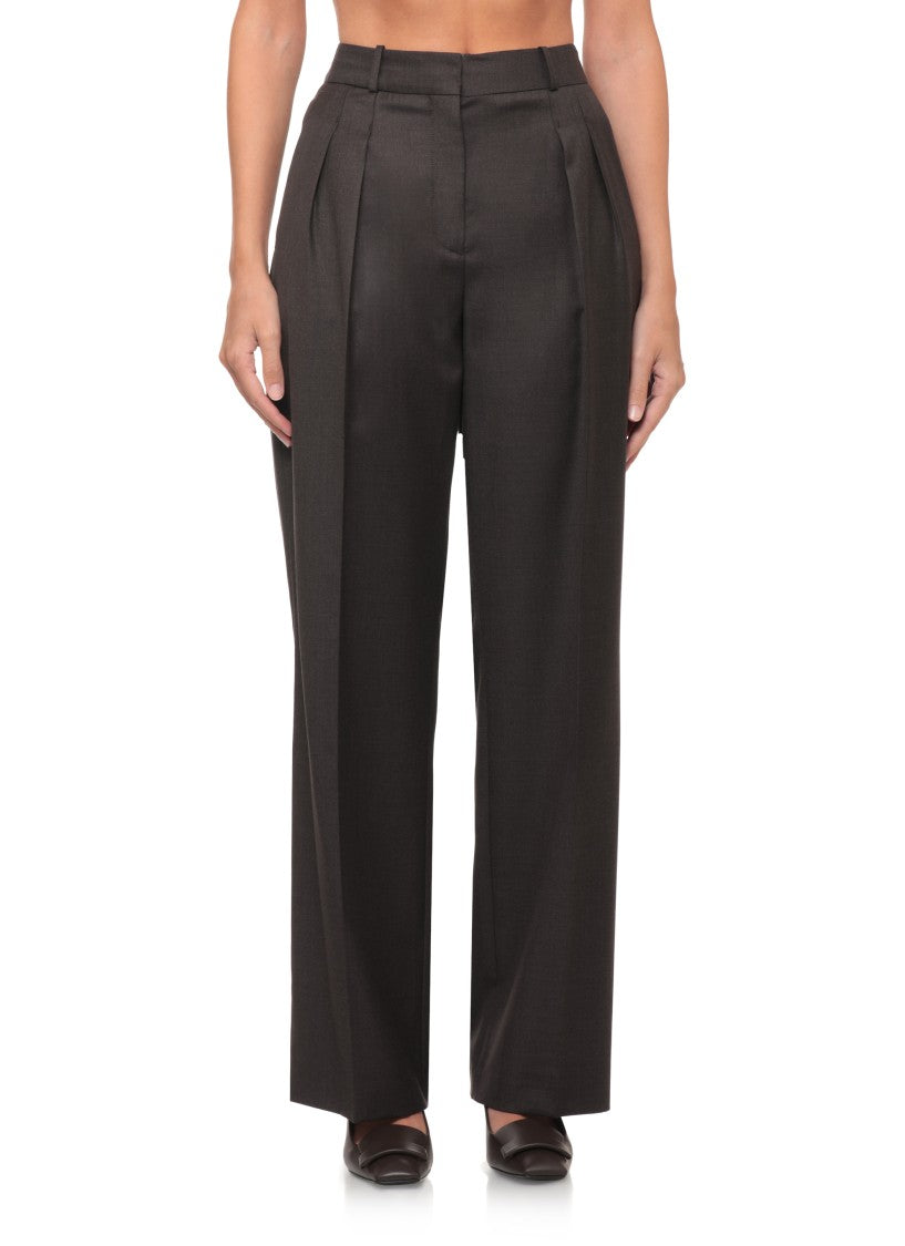 Loulou De Saison Straight-Leg Wool Pants With Structured Waistband
