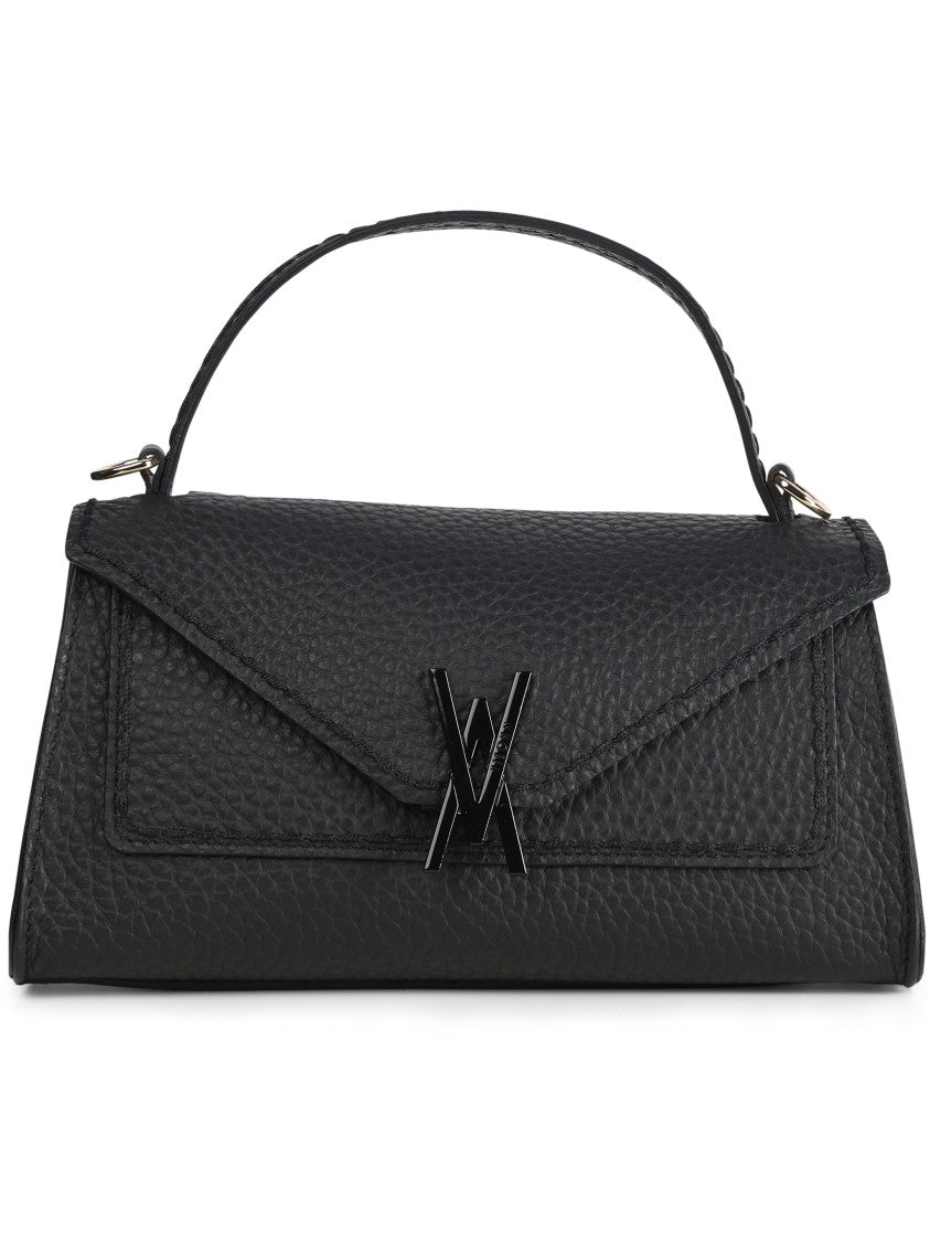Visona` Black Queen Structured Textured Shoulder Bag