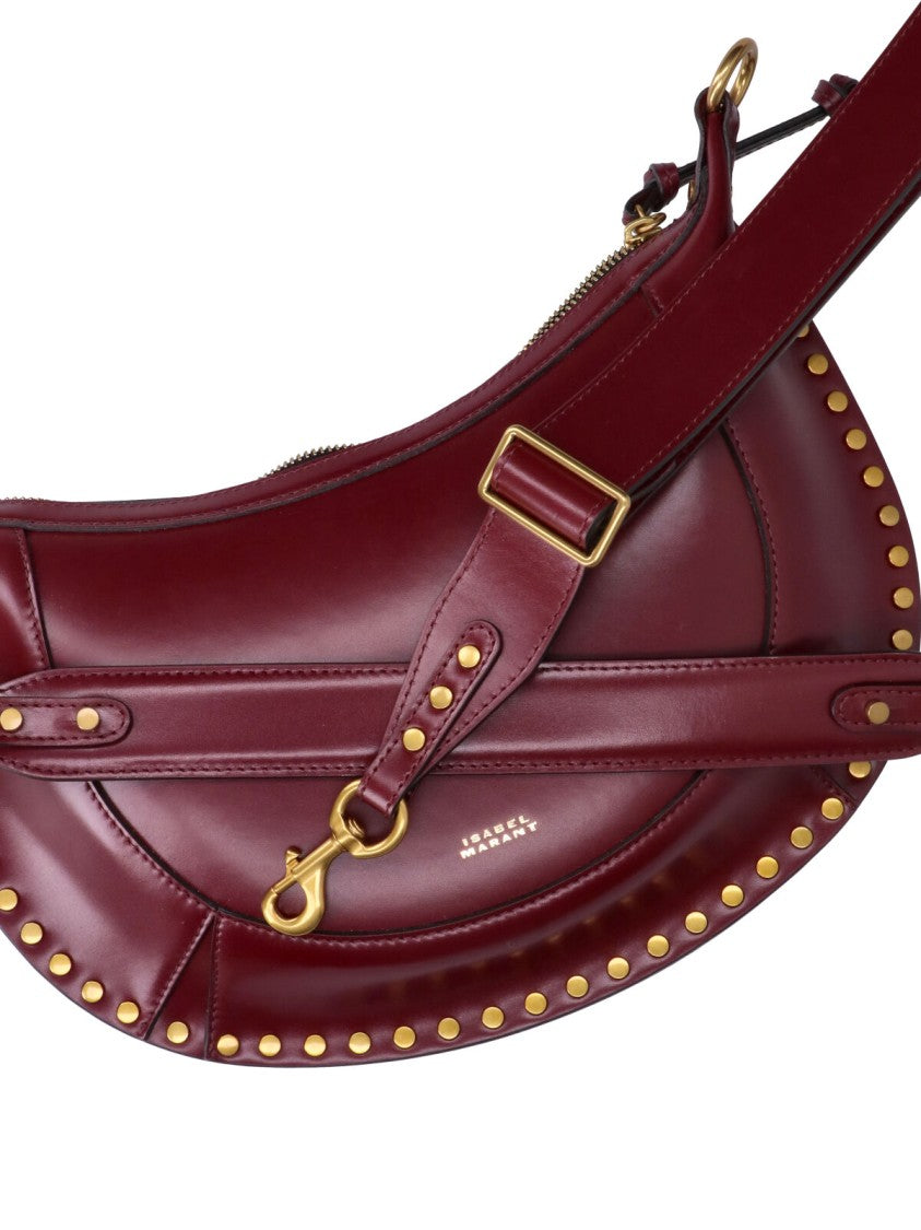 Isabel Marant Burgundy Oskan Moon Leather Shoulder Bag