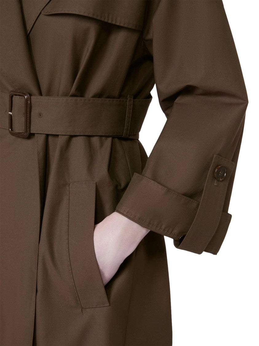 Max Mara Mid-Length Coat With Belted Waist And Wide Lapels