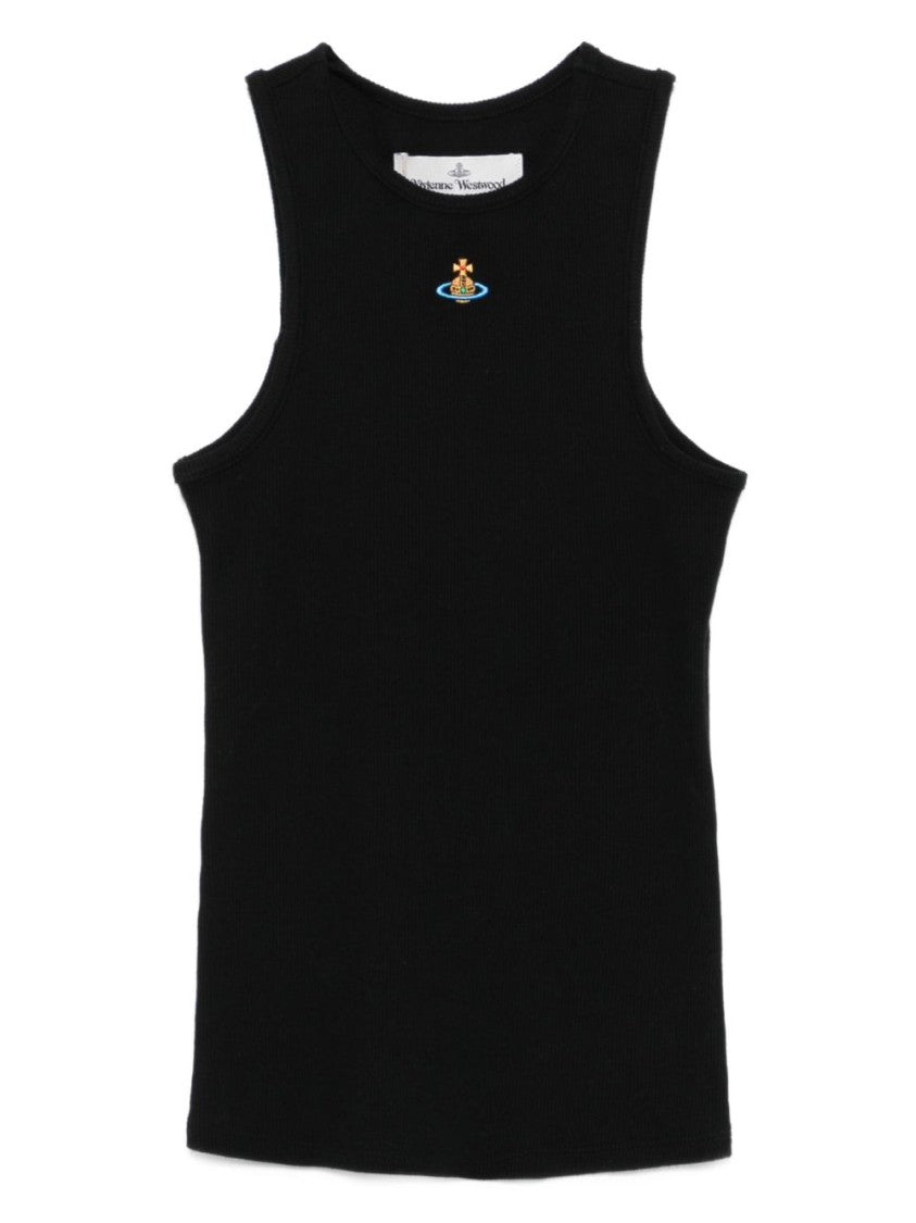 Vivienne Westwood Black Ribbed Sleeveless Orb Top