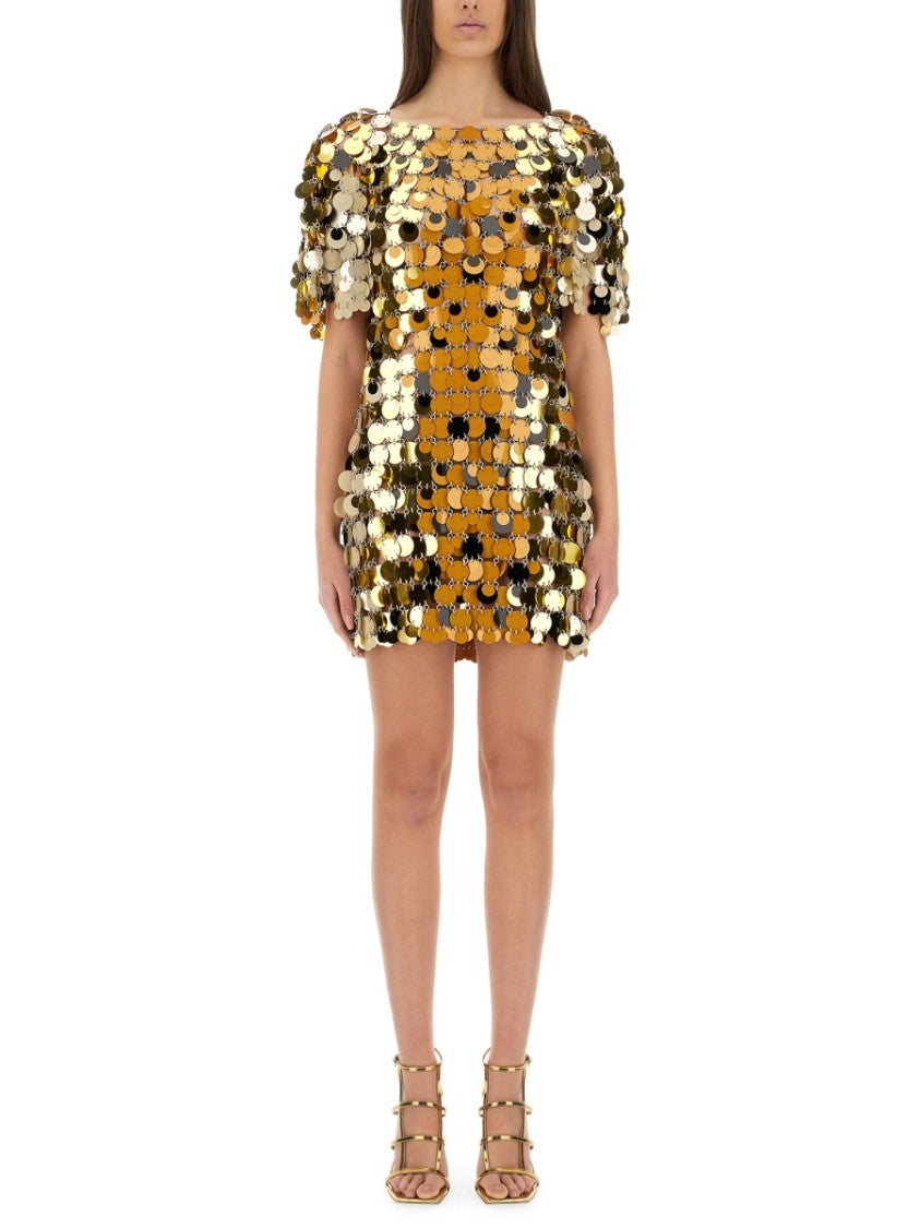 Rabanne "Sparkle Discs" Mini Dress