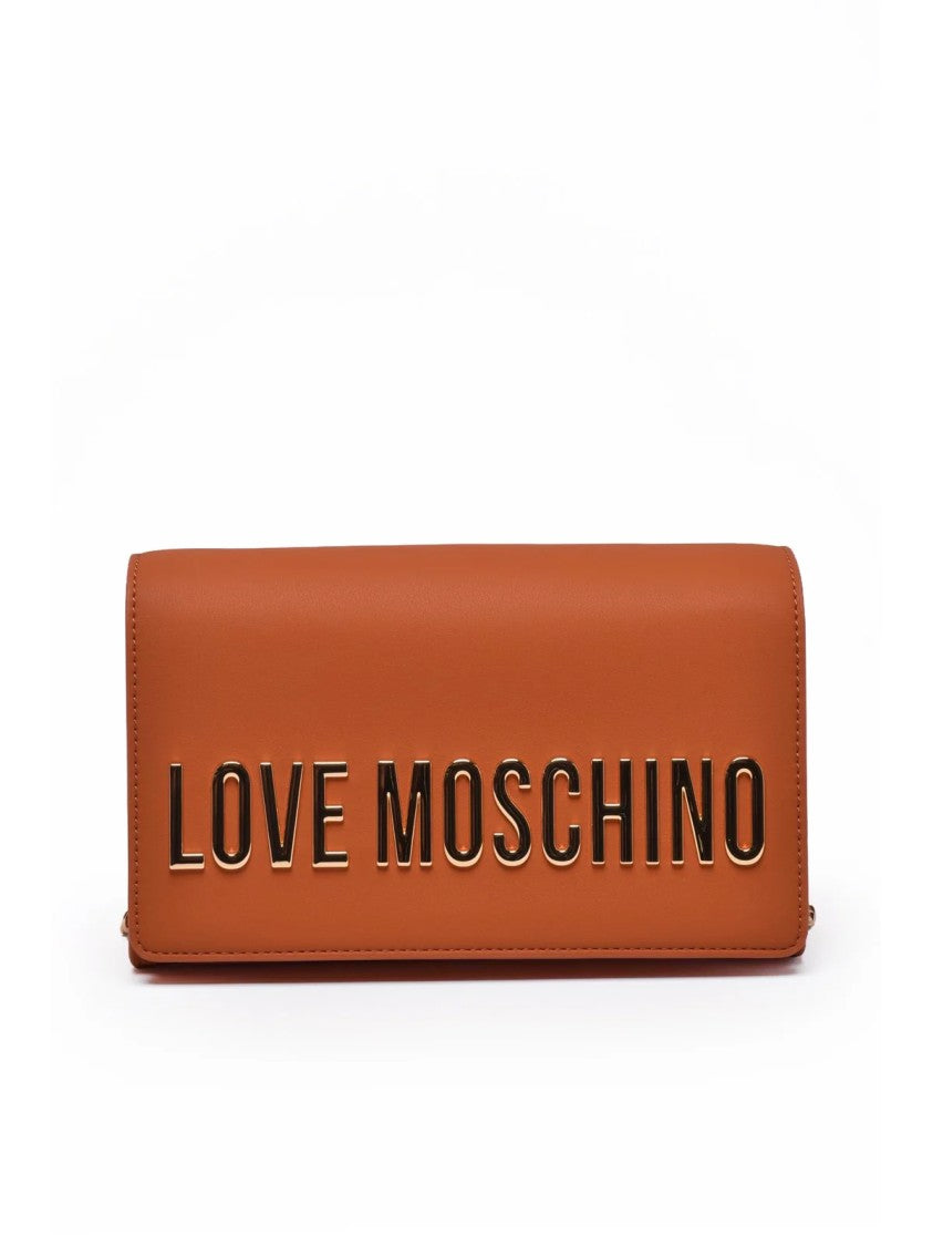 Love Moschino Sleek Rectangular Crossbody Bag With Metallic Logo And Chain Strap
