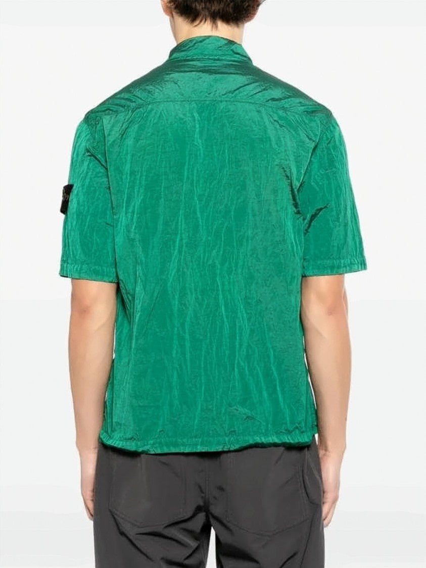 Stone Island Boxy Brown Short-Sleeve Shirt With Concealed Placket