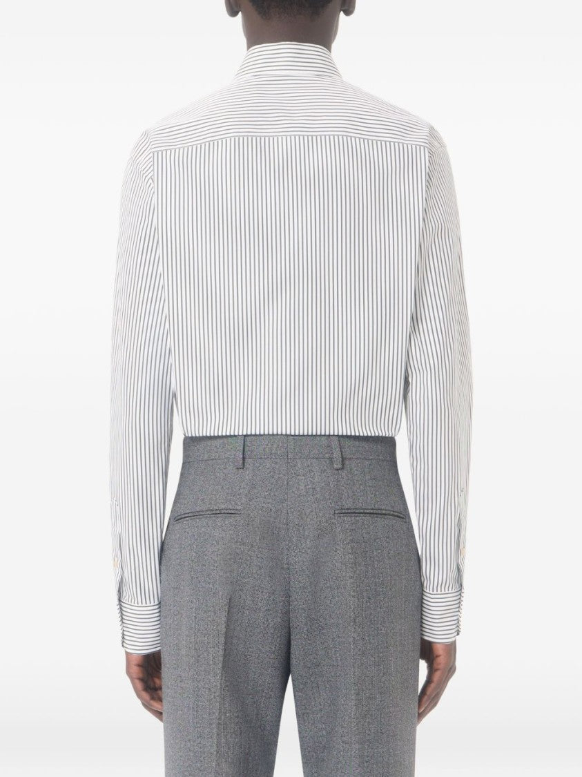 Valentino Garavani White Vlogo Striped Cotton Poplin Shirt