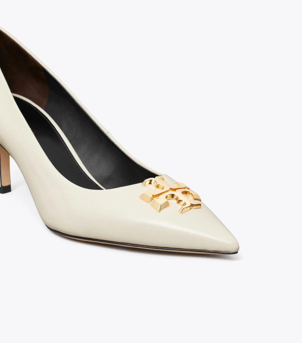 Tory Burch Beige Leather Gold Buckle 70Mm Heel Eleonor Pump
