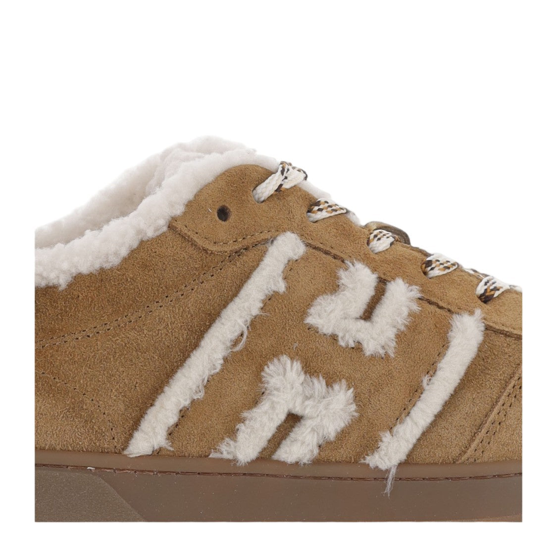 Hogan Tan Suede Shearling Trim Sneakers