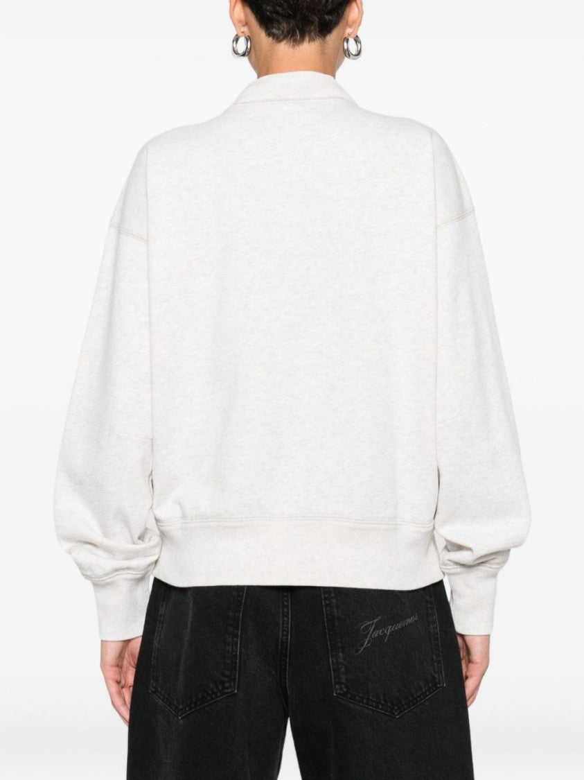 Isabel Marant Étoile White Relaxed Fit Graphic Logo Sweater