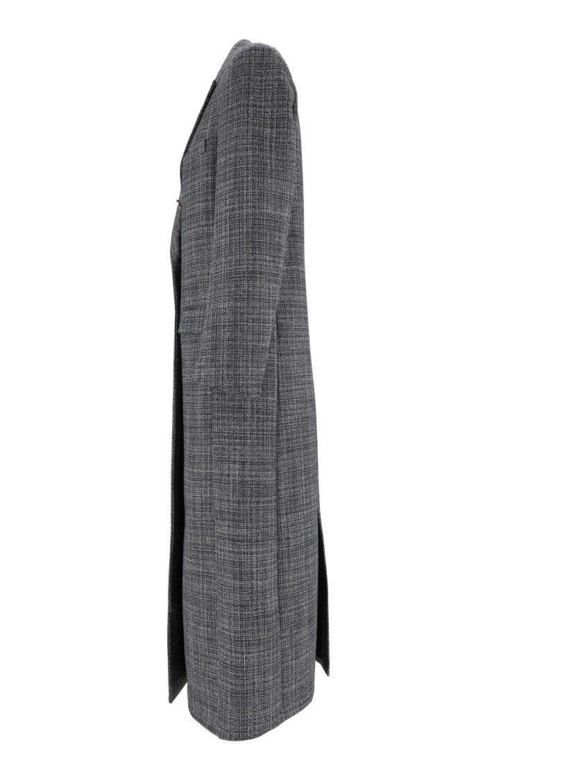 Fabiana Filippi Night Blue Double-Breasted Long Wool Coat
