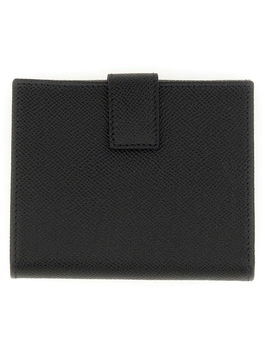 Ferragamo Black Calf Leather Gancini Wallet