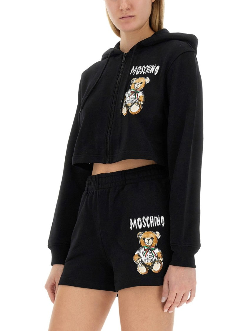 Moschino Cropped Sweatshirt With Playful Teddy Bear Logo