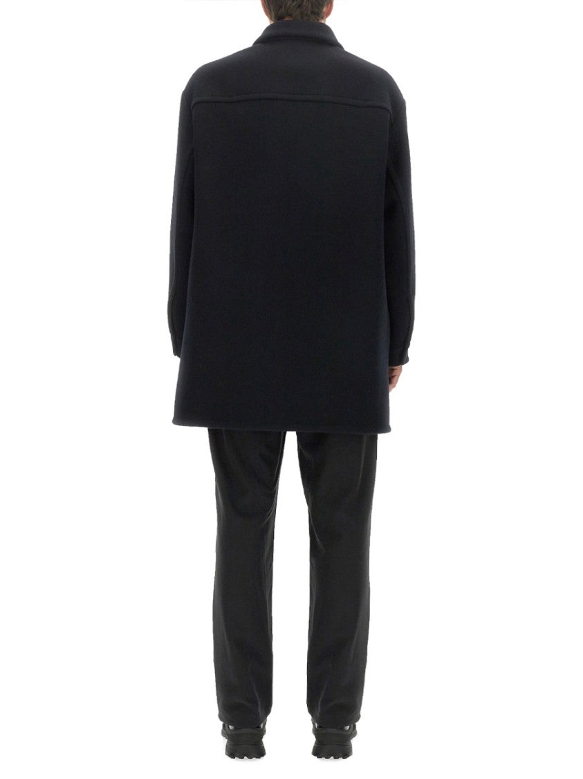 Jil Sander Black Wool Coat With Oversized Sleeves