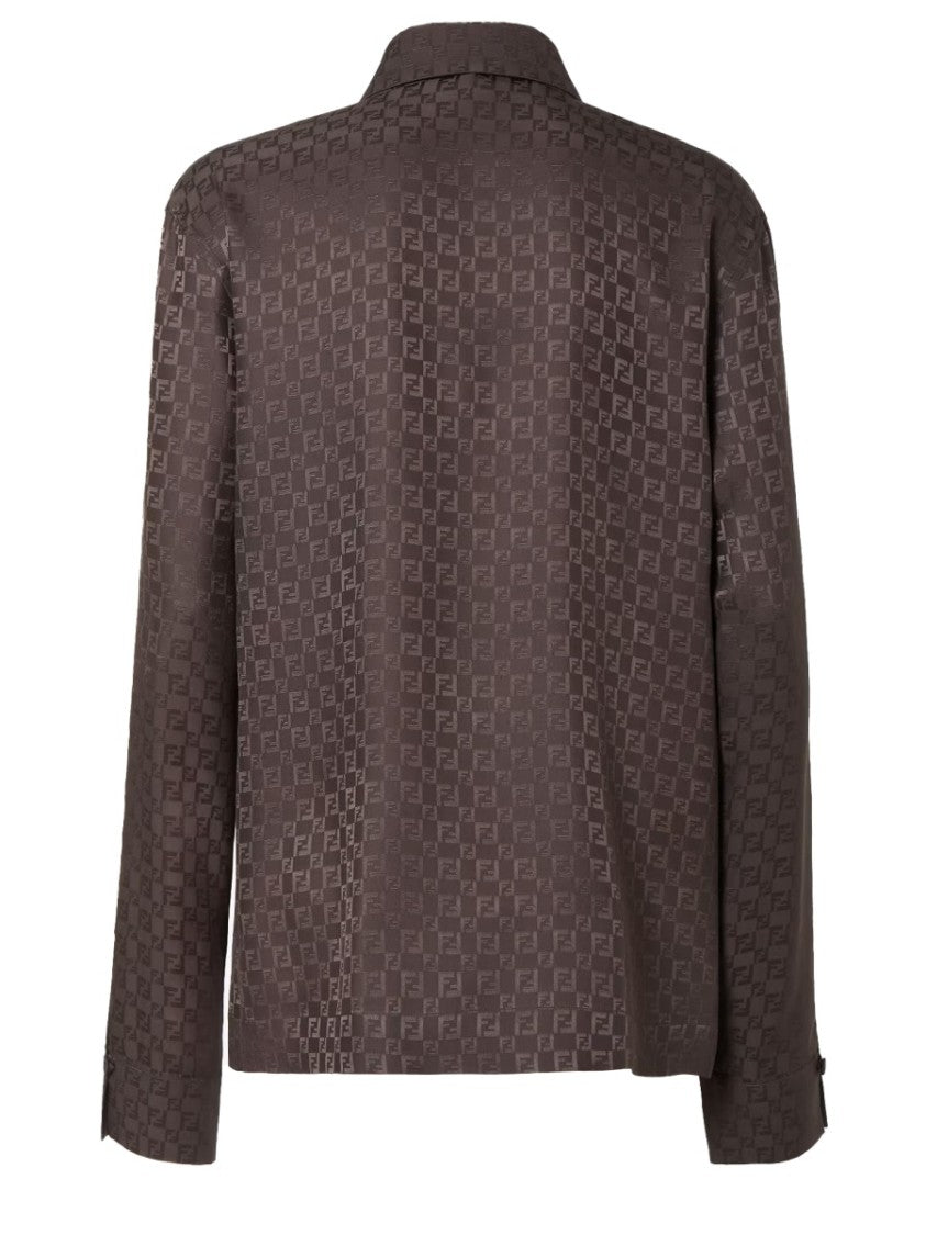Fendi Silk Jacquard Asymmetric Draped Shirt
