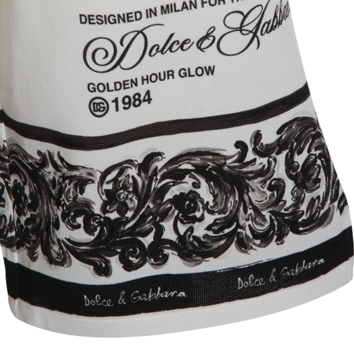 Dolce & Gabbana White Shorts With Baroque Patterns