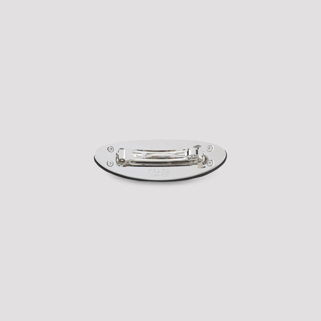 Prada Oval Hair Barrette With Triangular Logo Plaque
