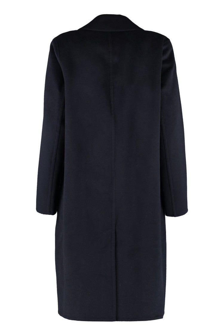 Vince Tailored Black Minimalist Coat With Notched Lapel