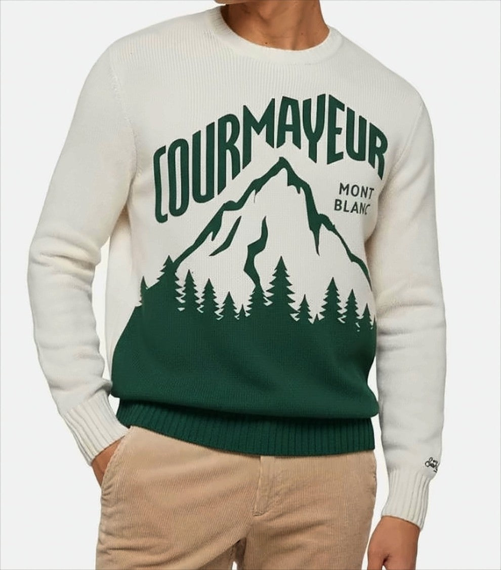 Mc2 Saint Barth Cream Sweater With Bold Graphic Design