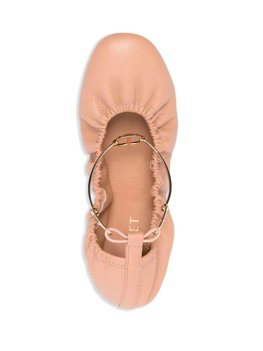 Twin-Set Ballerinas With Gold-Tone Chain Ankle Strap