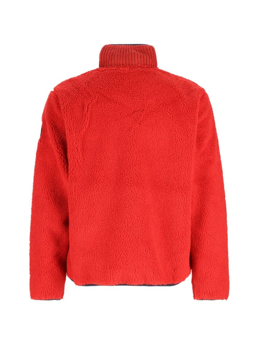 Napapijri Fleece Textured Logo Panel Half-Zip Sweater