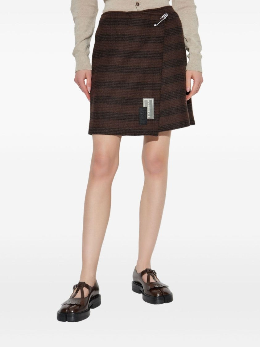 Mm6 By Maison Margiela Asymmetrical Mini Skirt With Bold Stripes