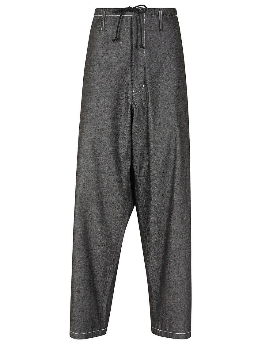 Yohji Yamamoto Wide-Leg High-Waist Pants With Drawstring Closure