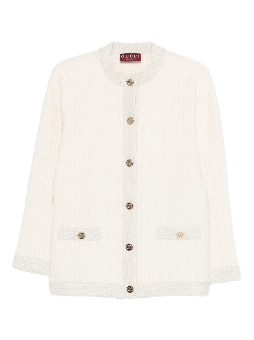 Gucci Textured Wool Cardigan With Boxy Silhouette