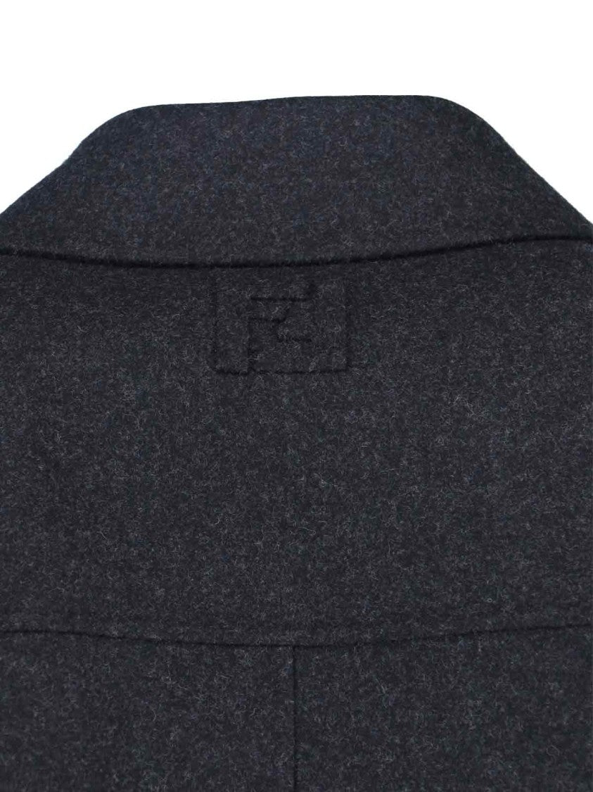 Fendi Double-Breasted Coat In Gray Virgin Wool