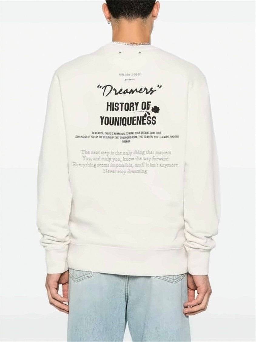 Golden Goose Long-Sleeve White Sweatshirt With Floral Accents