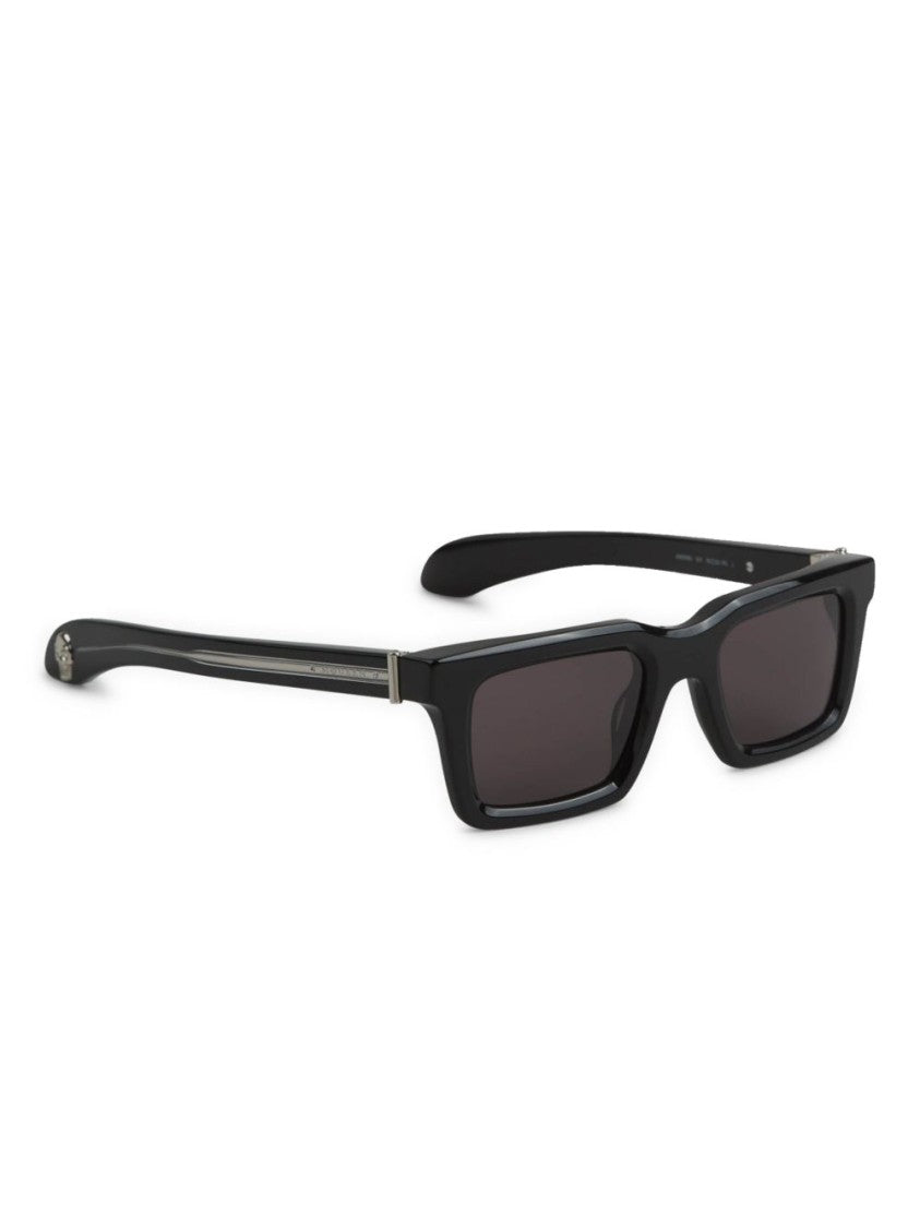 Alexander Mcqueen Rectangular Frame Sunglasses With Glossy Black Finish