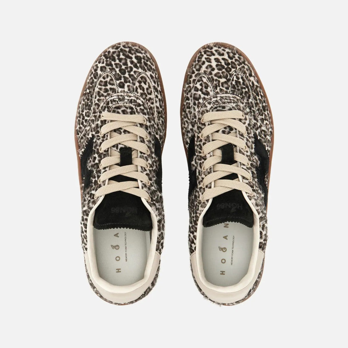 Hogan Leopard Print Textured Fur Sneakers