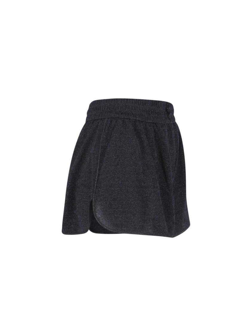 Oséree "Lumière" Oseree Shorts In Black Metallic Semi-Sheer Fabric