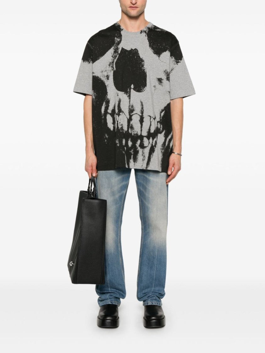 Alexander Mcqueen Skull Graphic Print Crew Neck T-Shirt With Drop Shoulders