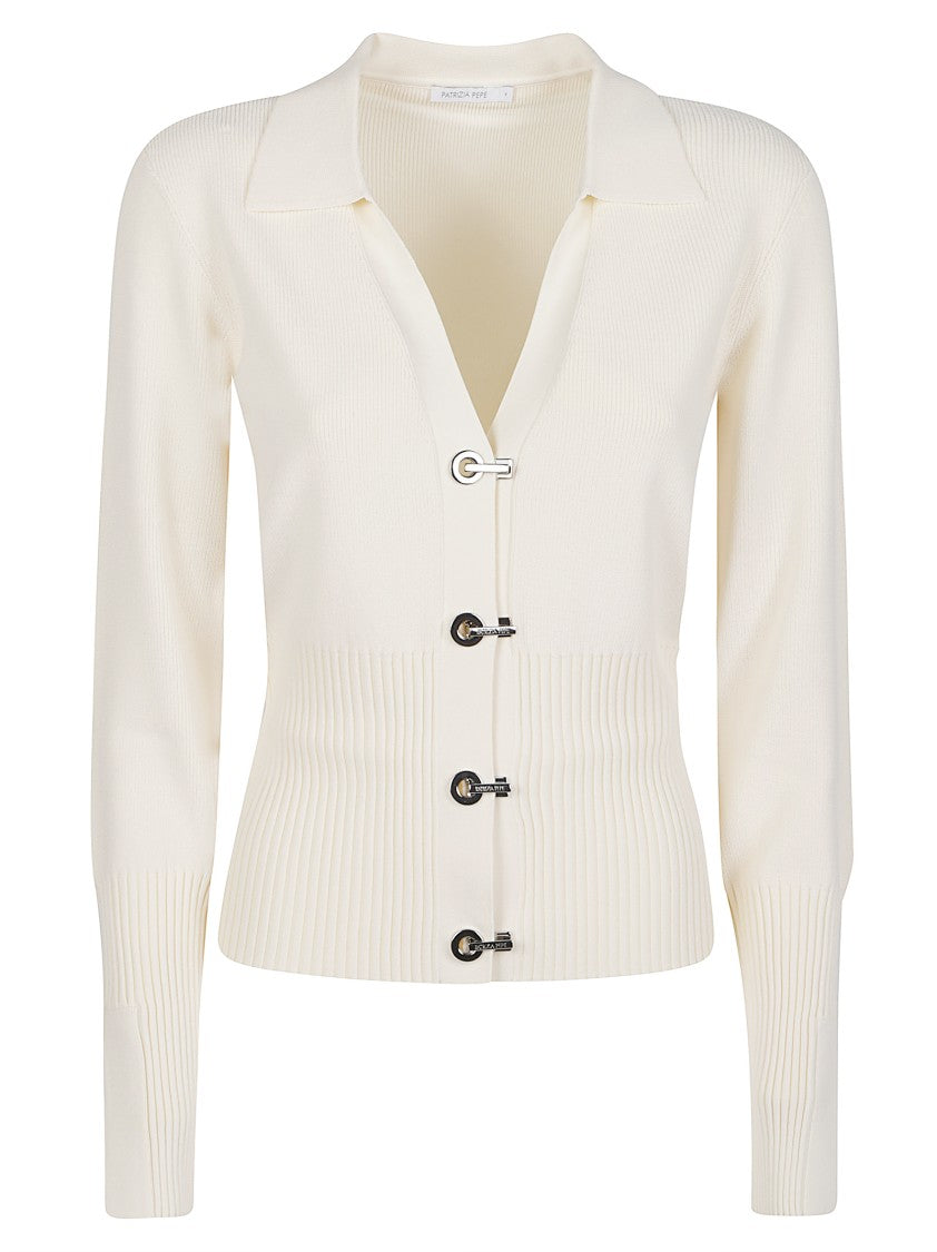 Patrizia Pepe Ribbed Viscose-Blend Polo Collar Knit