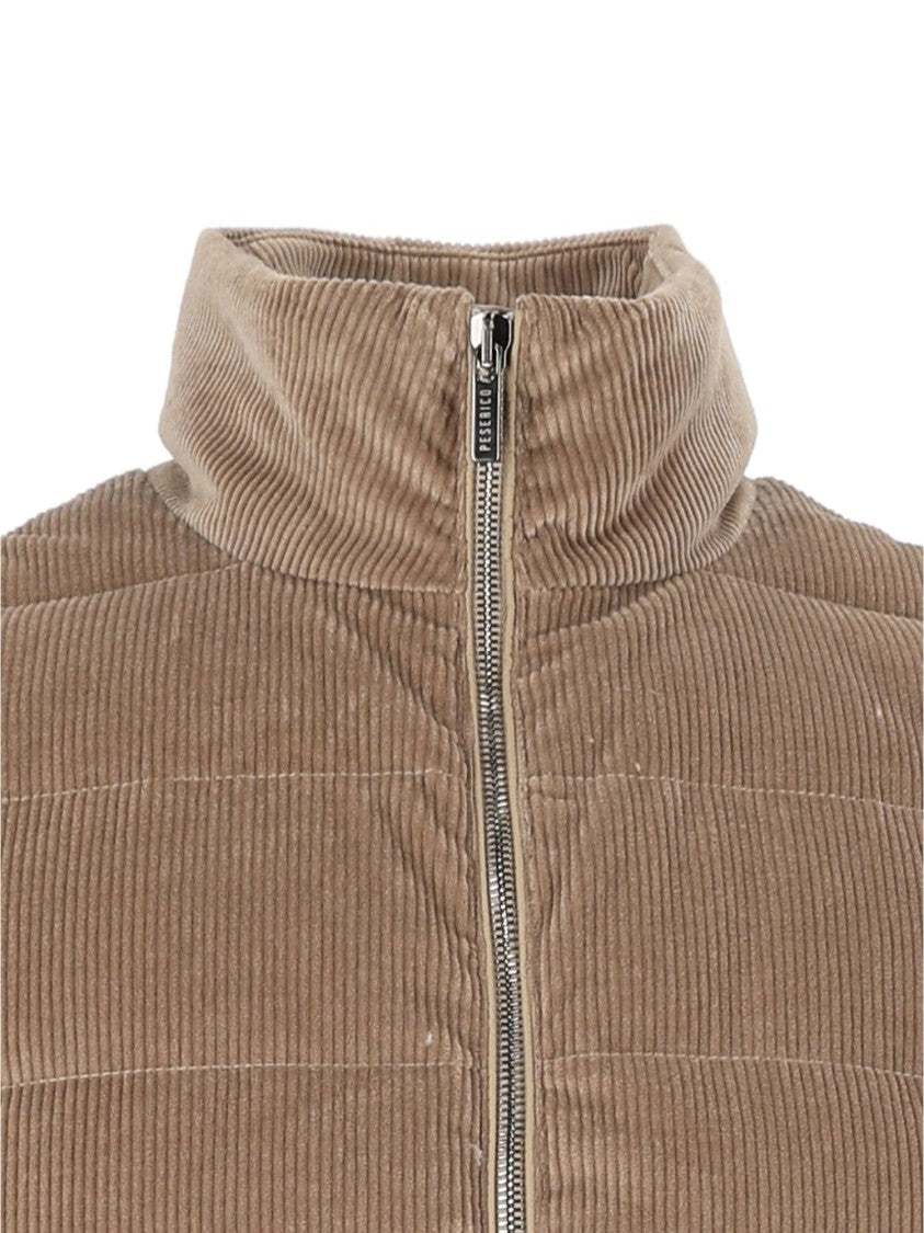 Peserico Quilted High Collar Corduroy Outerwear