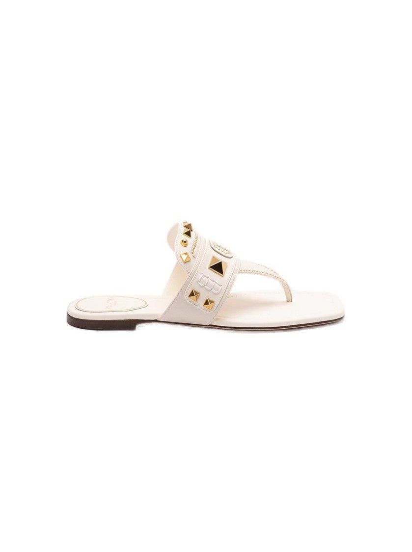 Valentino Plaster Caster Goatskin Thong Sandal Ivory