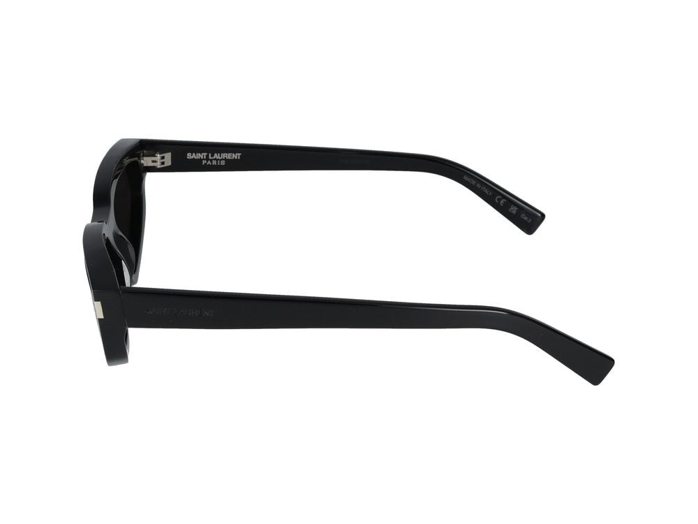 Saint Laurent Black Glossy Acetate Oversized Rectangular Sunglasses