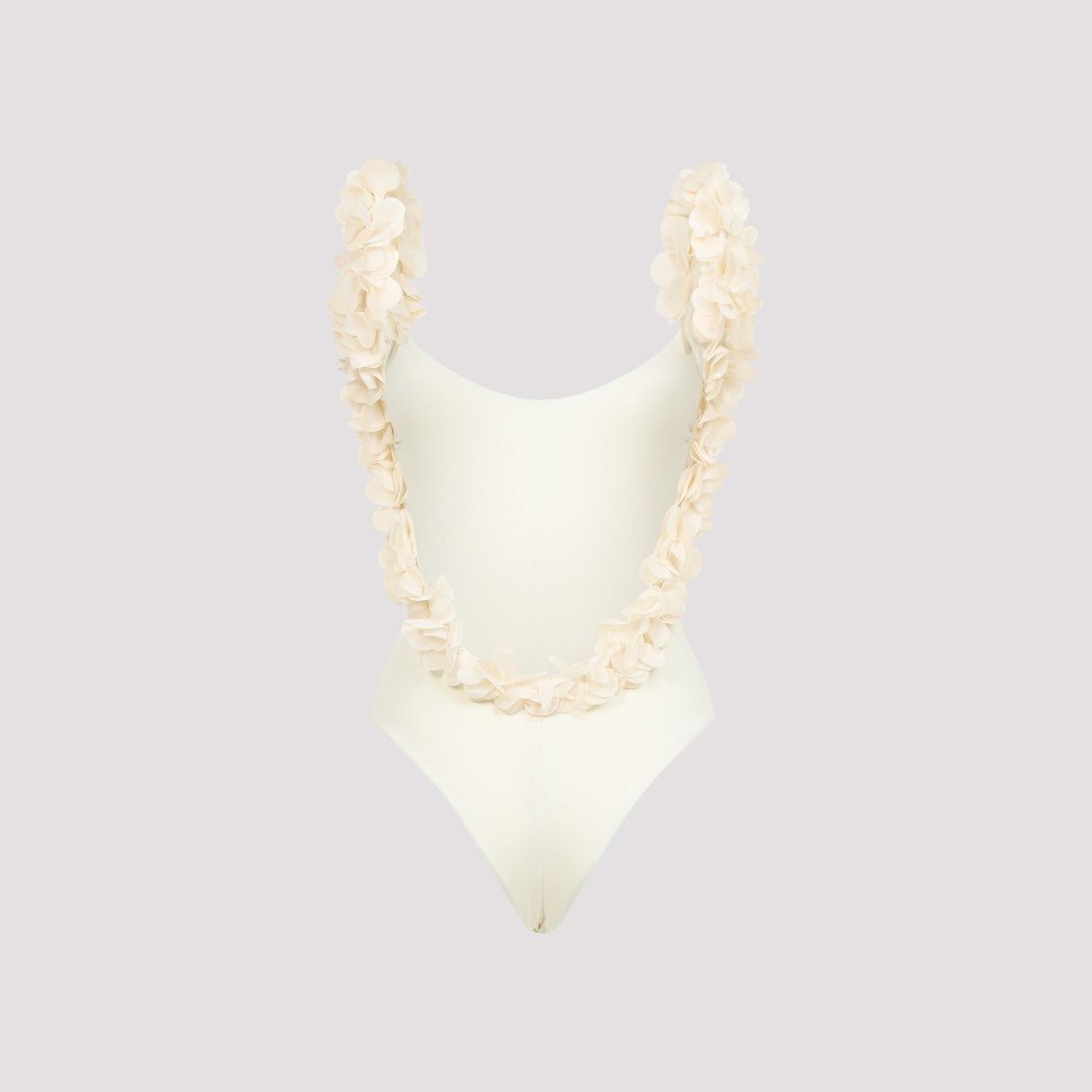 La Reveche Ivory One-Piece Swimsuit With Floral Appliqués