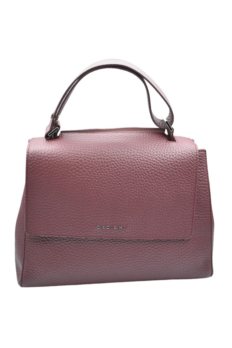 Orciani Medium Structured Handbag In Hammered Leather