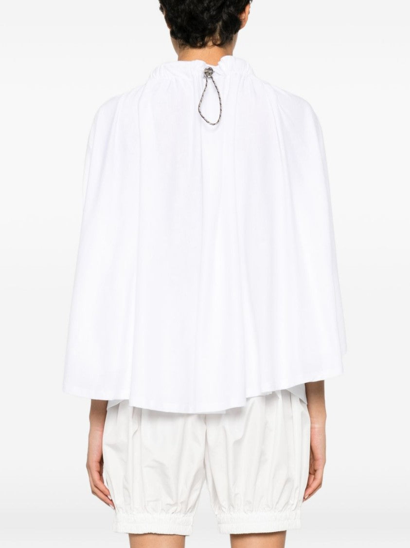 Coperni White Flowing Draped Sleeves Cape Top