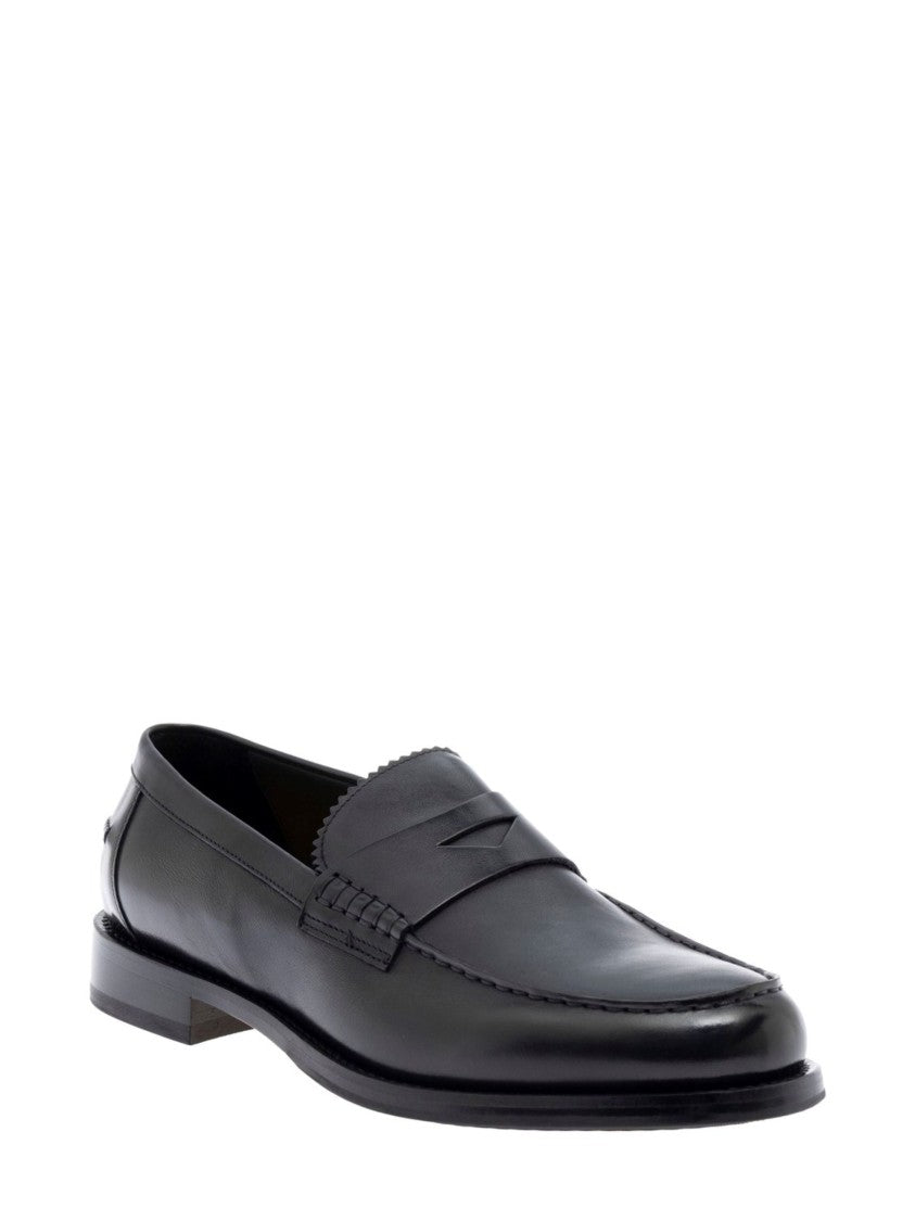 Doucal's Smooth Leather Moc Toe Penny Loafer Loafers