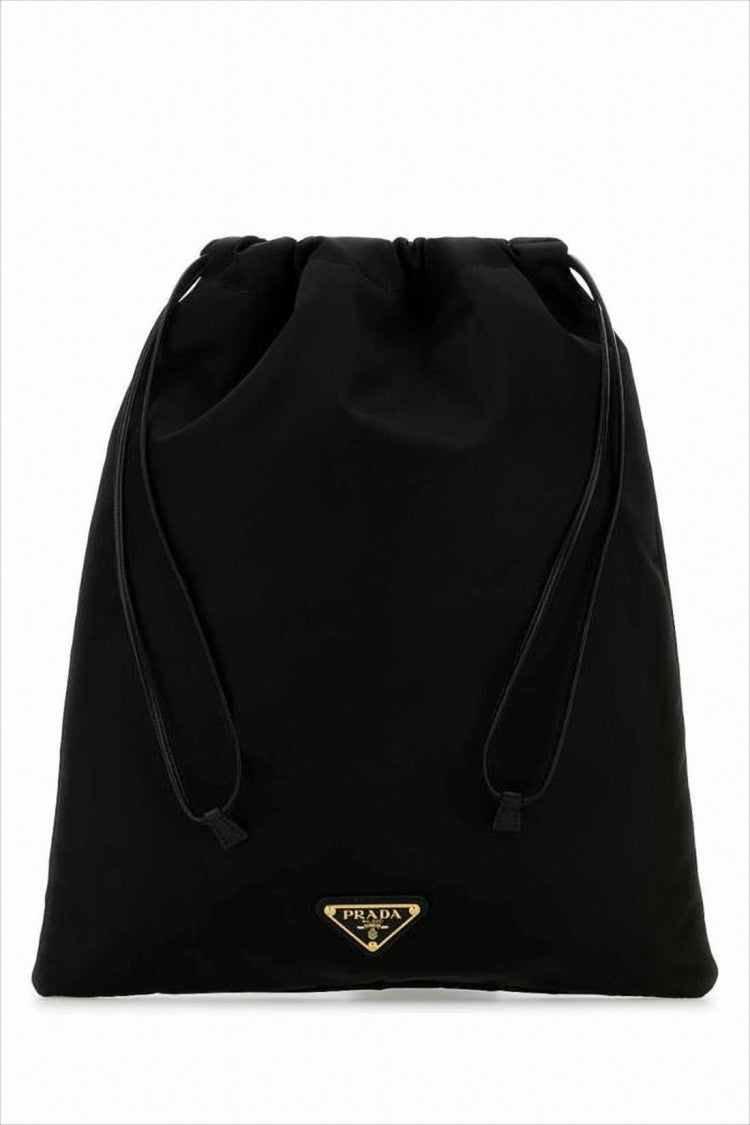 Prada Recycled Nylon Shoulder Bag With Drawstring Closure