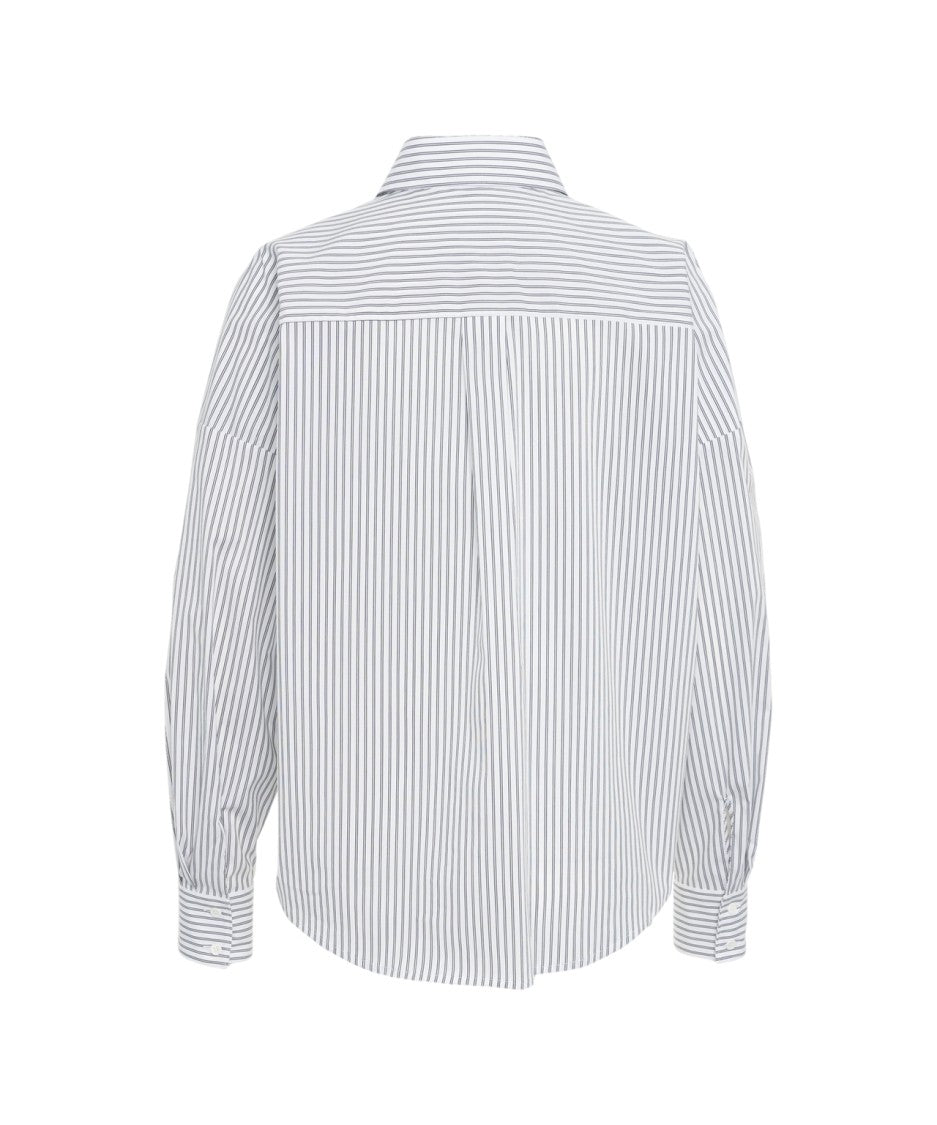 Himon's Striped Blouse With Traditional Collar